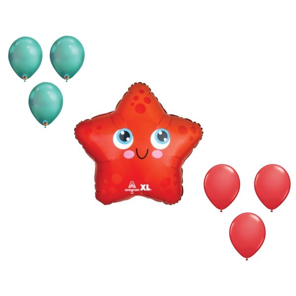 Loonballoon 17 Inch Starfish Balloon Medium Shape Set 6x latex 86061